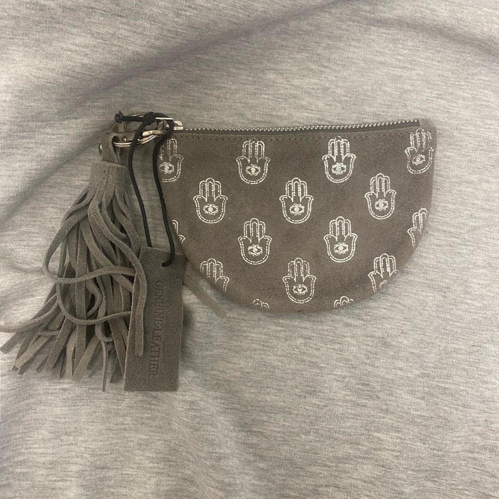 Small leather suede hamsa pouch